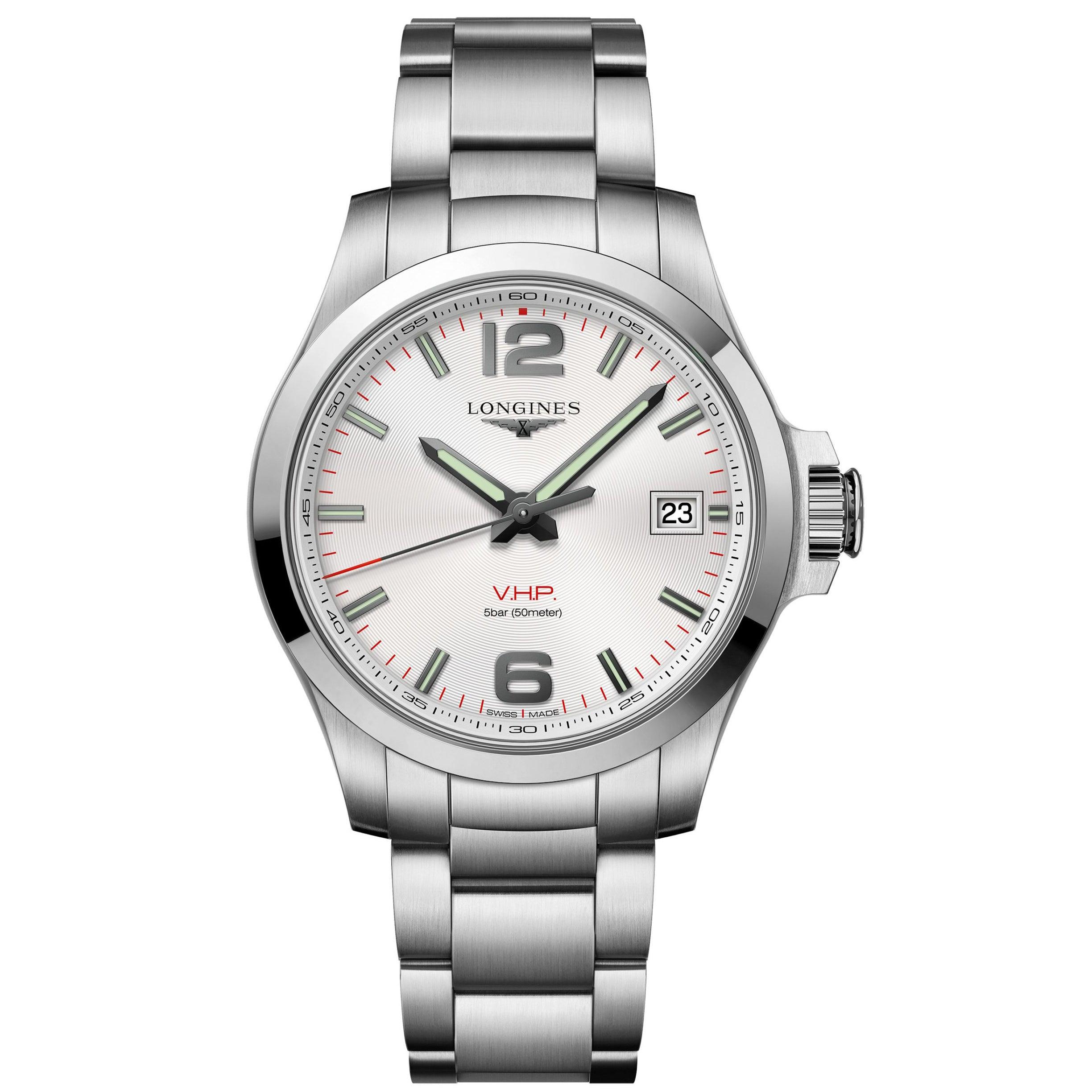 Longines orologio Conquest V.H.P. 41mm argento acciaio uomo quarzo L3.716.4.76.6