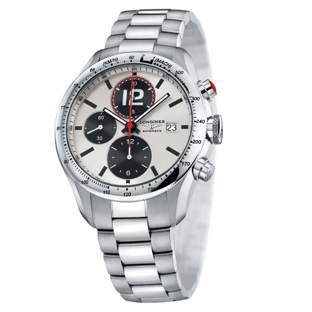 Longines orologio Grand Vitesse Chrono 42mm argento automatico acciaio L3.636.4.76.6