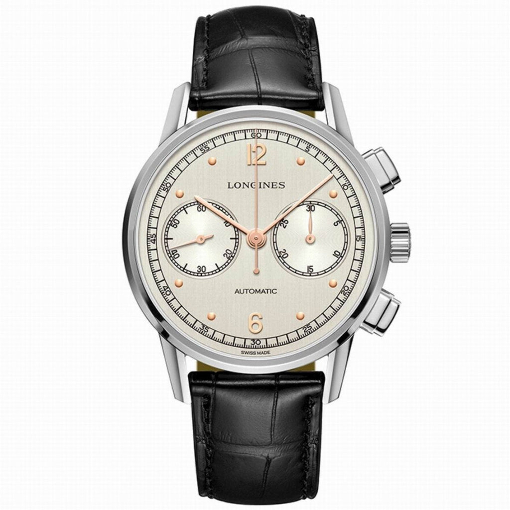 Longines orologio Heritage Chronograph 1940 argento automatico acciaio L2.814.4.76.0