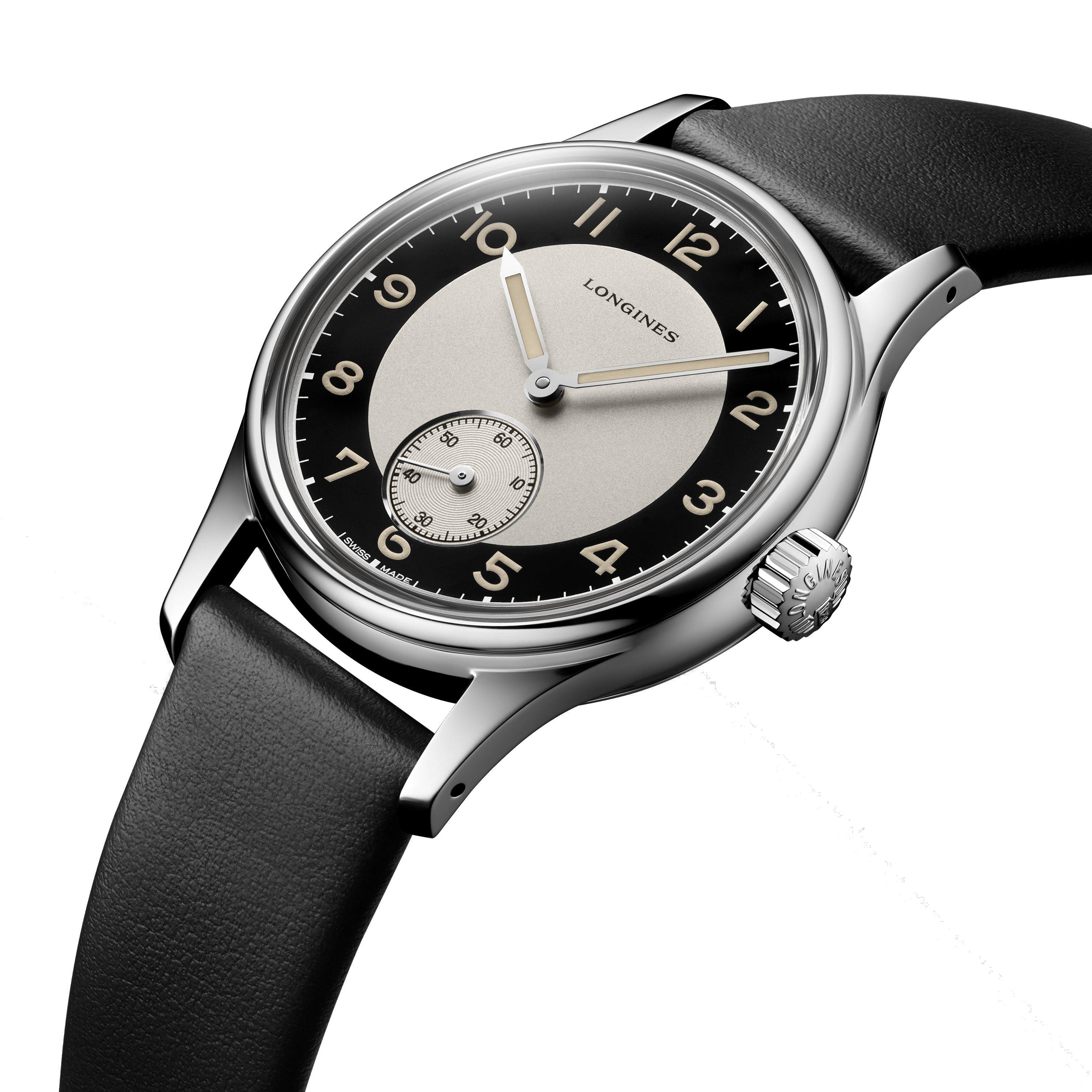 Longines orologio Heritage Classic Tuxedo 38,5mm nero automatico acciaio L2.330.4.93.0