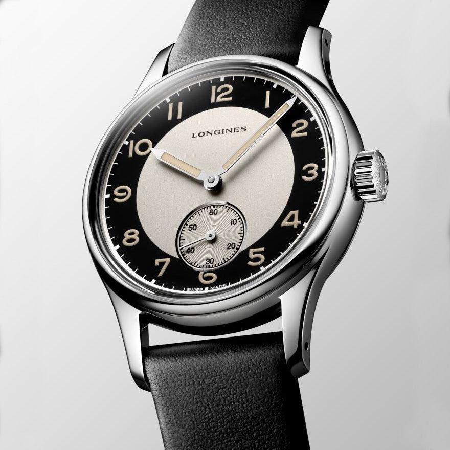 Longines orologio Heritage Classic Tuxedo 38,5mm nero automatico acciaio L2.330.4.93.0