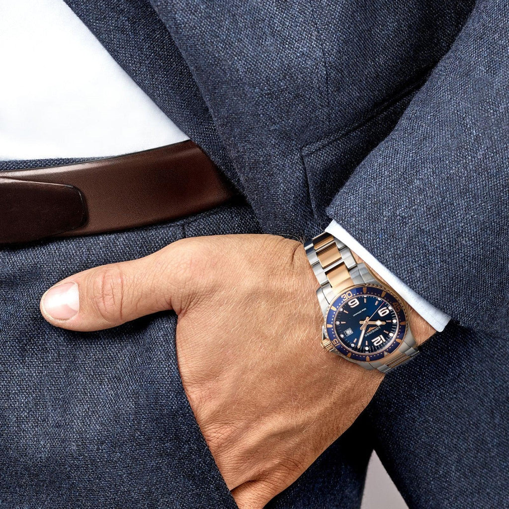 Longines orologio HydroConquest 41mm blu quarzo acciaio finitura PVD oro rosa L3.740.3.98.7