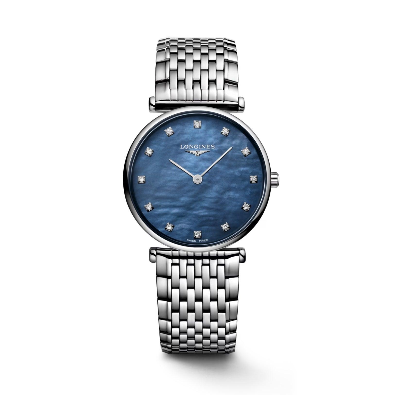Longines orologio La Grande Classique 29mm madreperla diamanti quarzo acciaio L4.512.4.81.6