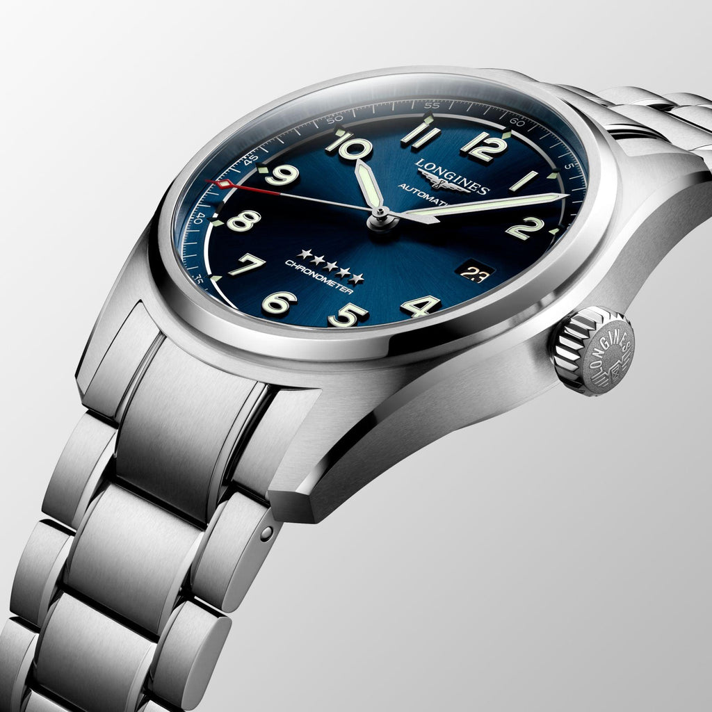 Longines orologio Longines Spirit 40mm blu automatico acciaio L3.810.4.93.6