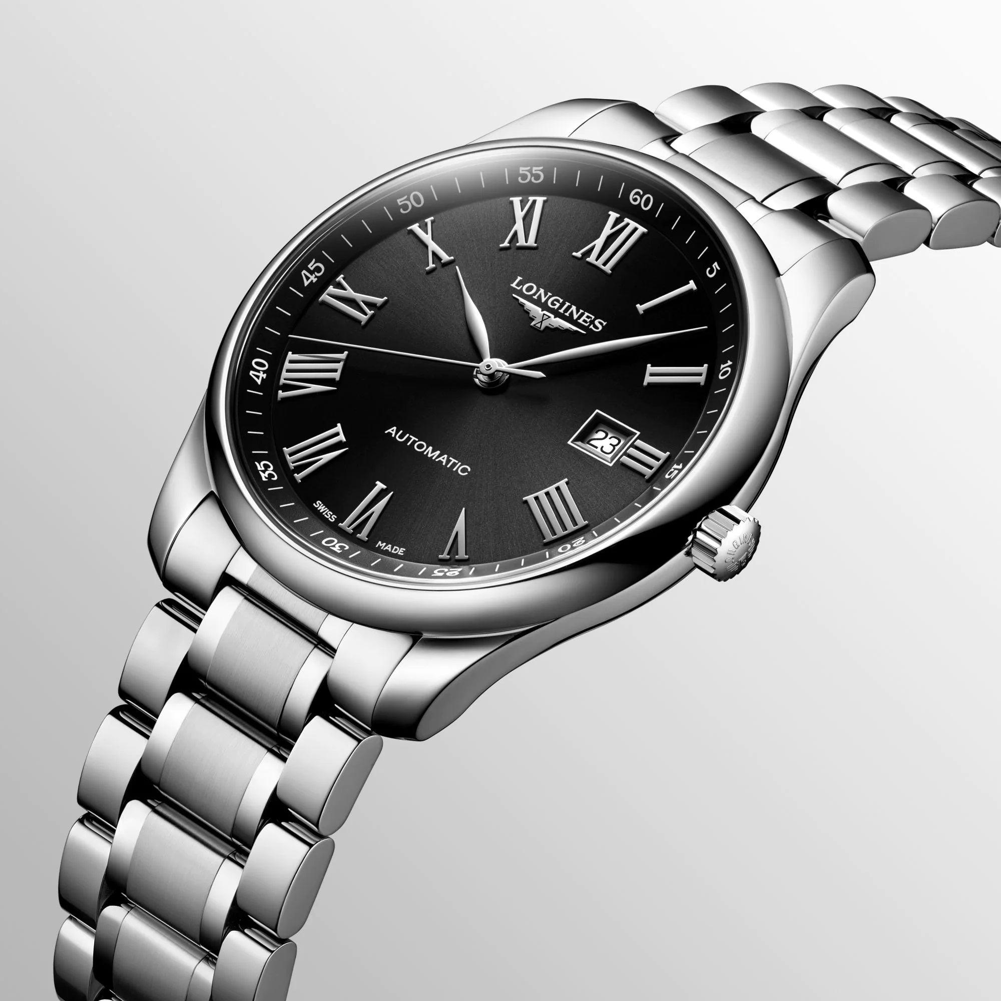 Longines orologio Master Collection 42mm nero automatico acciaio L2.893.4.59.6
