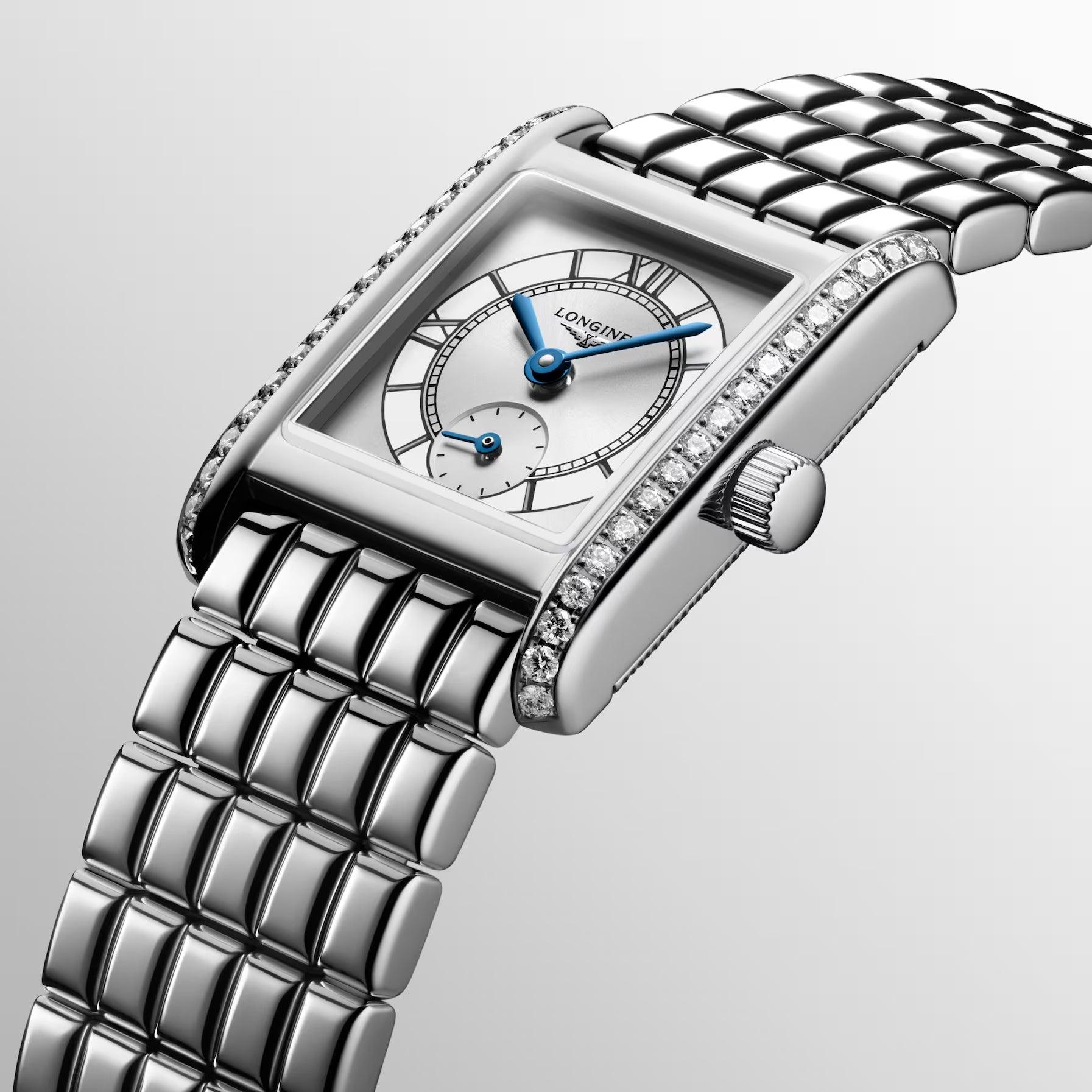 Longines orologio Mini Dolcevita 21.5x29mm argento diamanti quarzo acciaio L5.200.0.75.6