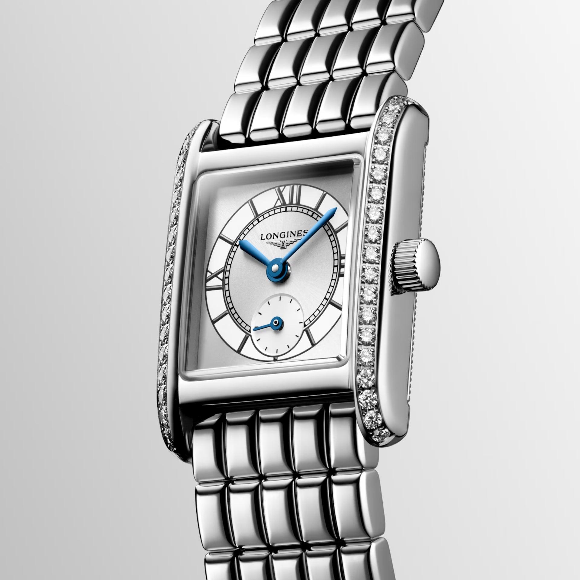 Longines orologio Mini Dolcevita 21.5x29mm argento diamanti quarzo acciaio L5.200.0.75.6