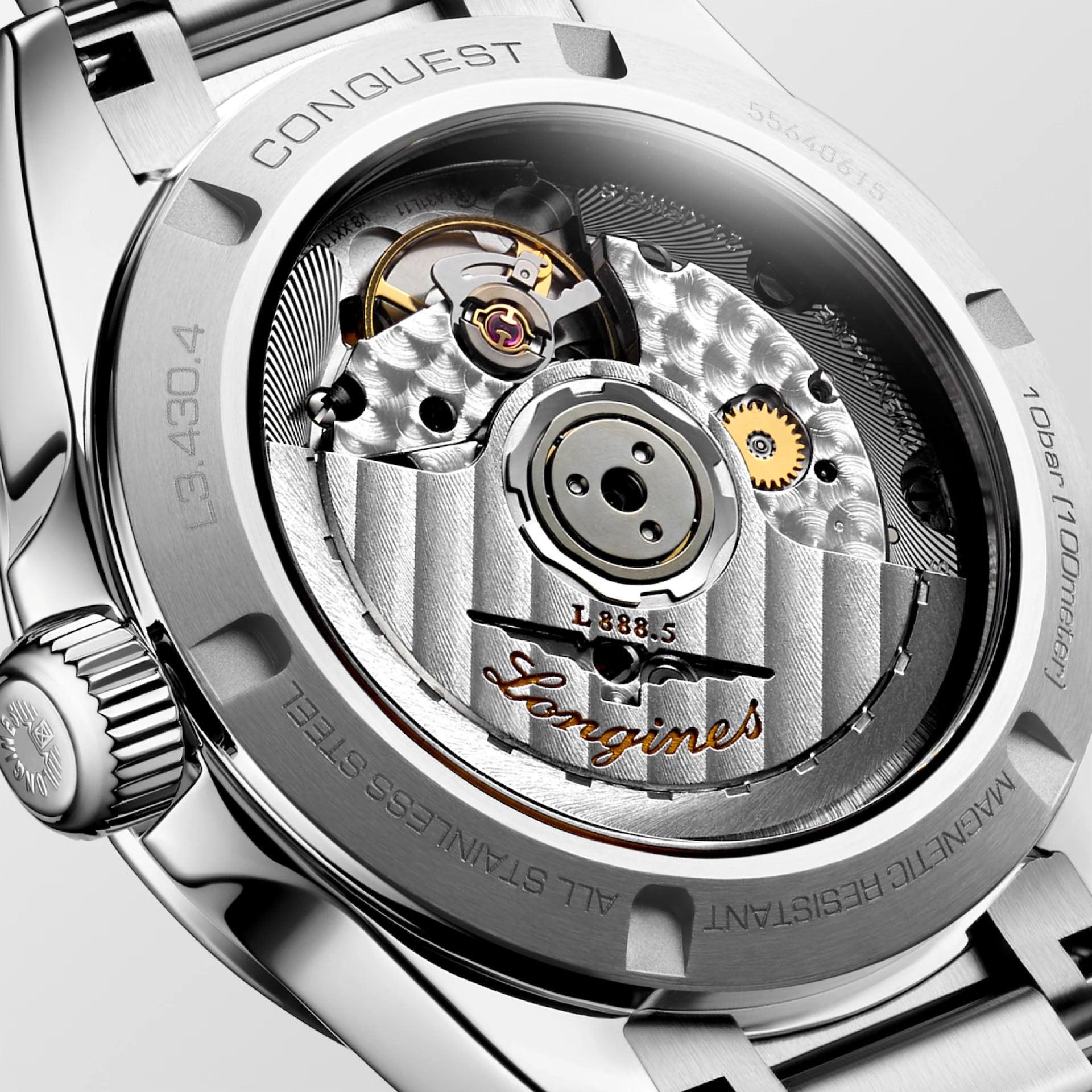 Longines orologio New Conquest 34mm blu automatico acciaio L3.430.4.97.6