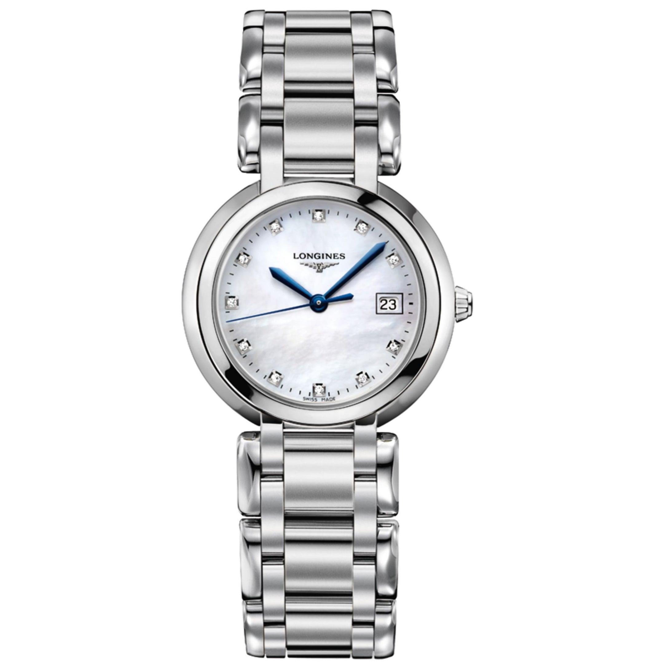 Longines orologio PimaLuna 30mm madreperla bianca acciaio donna quarzo L8.112.4.87.6