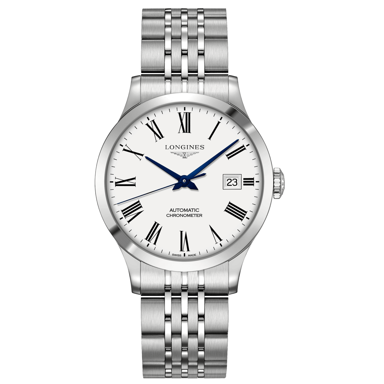 Longines orologio Record Collection 38,5mm bianco automatico acciaio L2.820.4.11.6