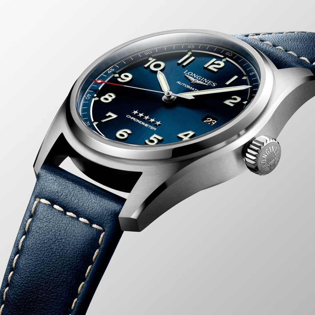 Longines orologio Spirit 40mm blu automatico acciaio L3.810.4.93.0