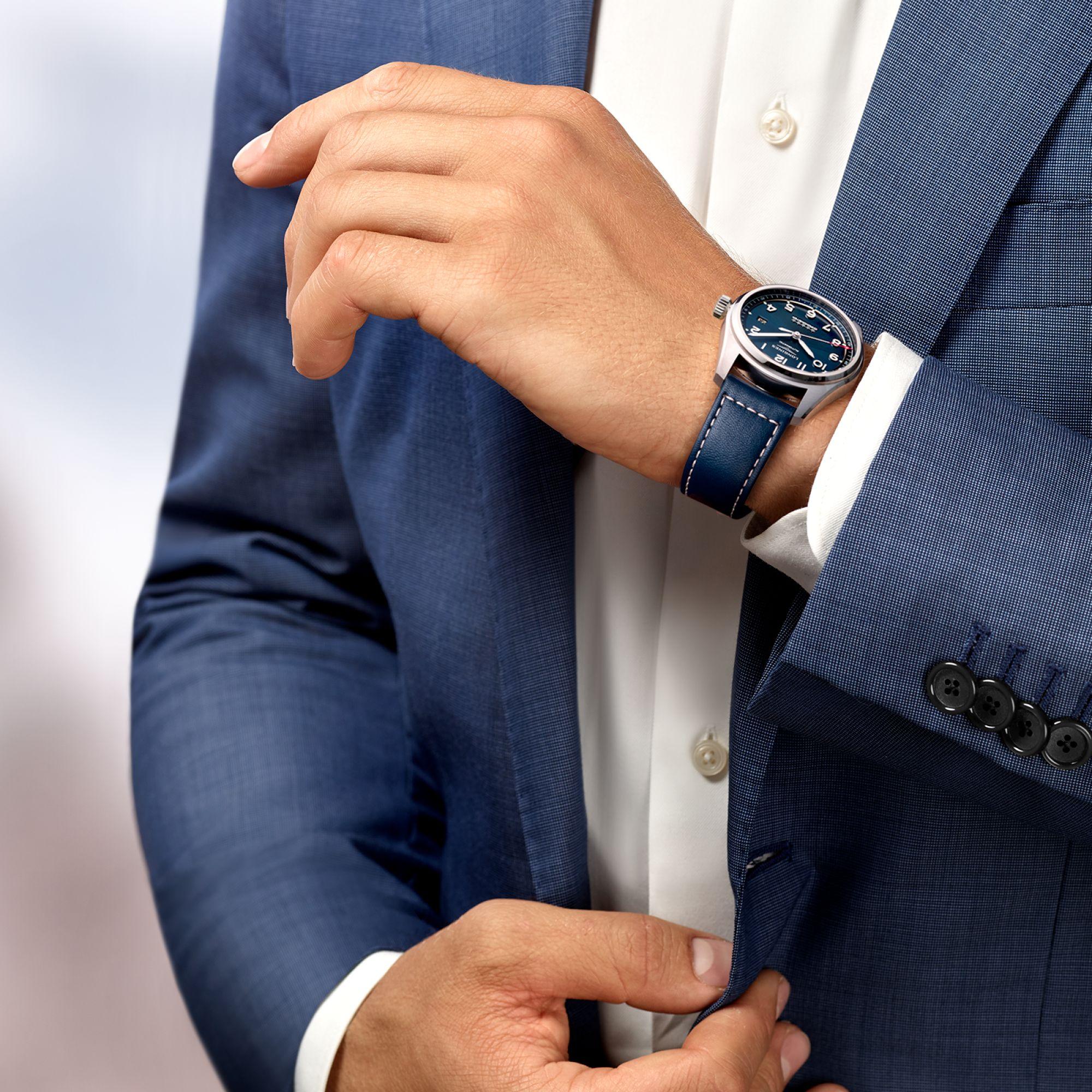 Longines orologio Spirit 40mm blu automatico acciaio L3.810.4.93.0