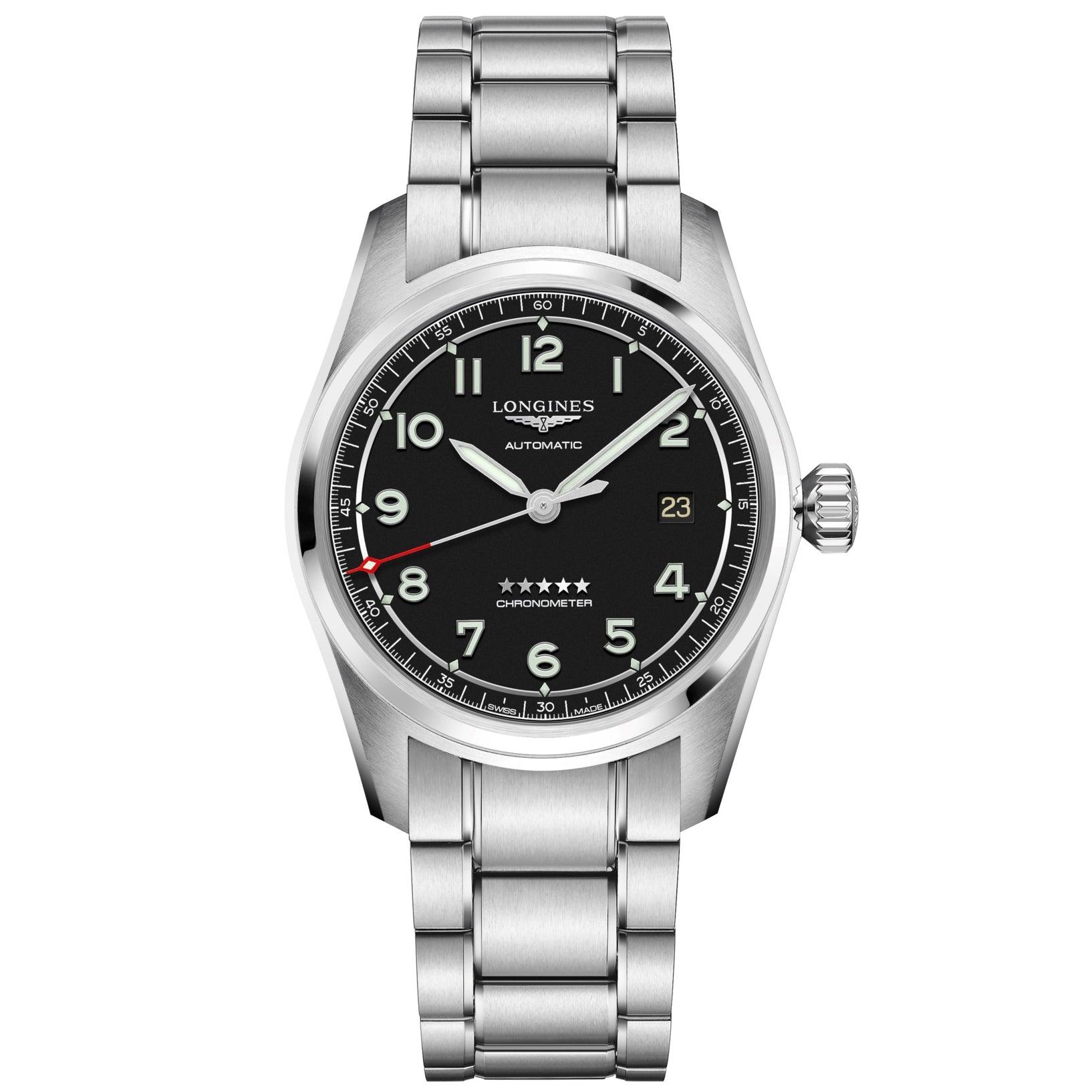Longines orologio Spirit 40mm nero automatico acciaio L3.810.4.53.6