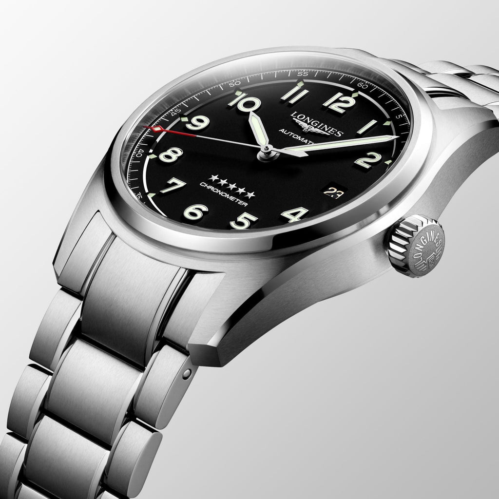 Longines orologio Spirit 40mm nero automatico acciaio L3.810.4.53.6