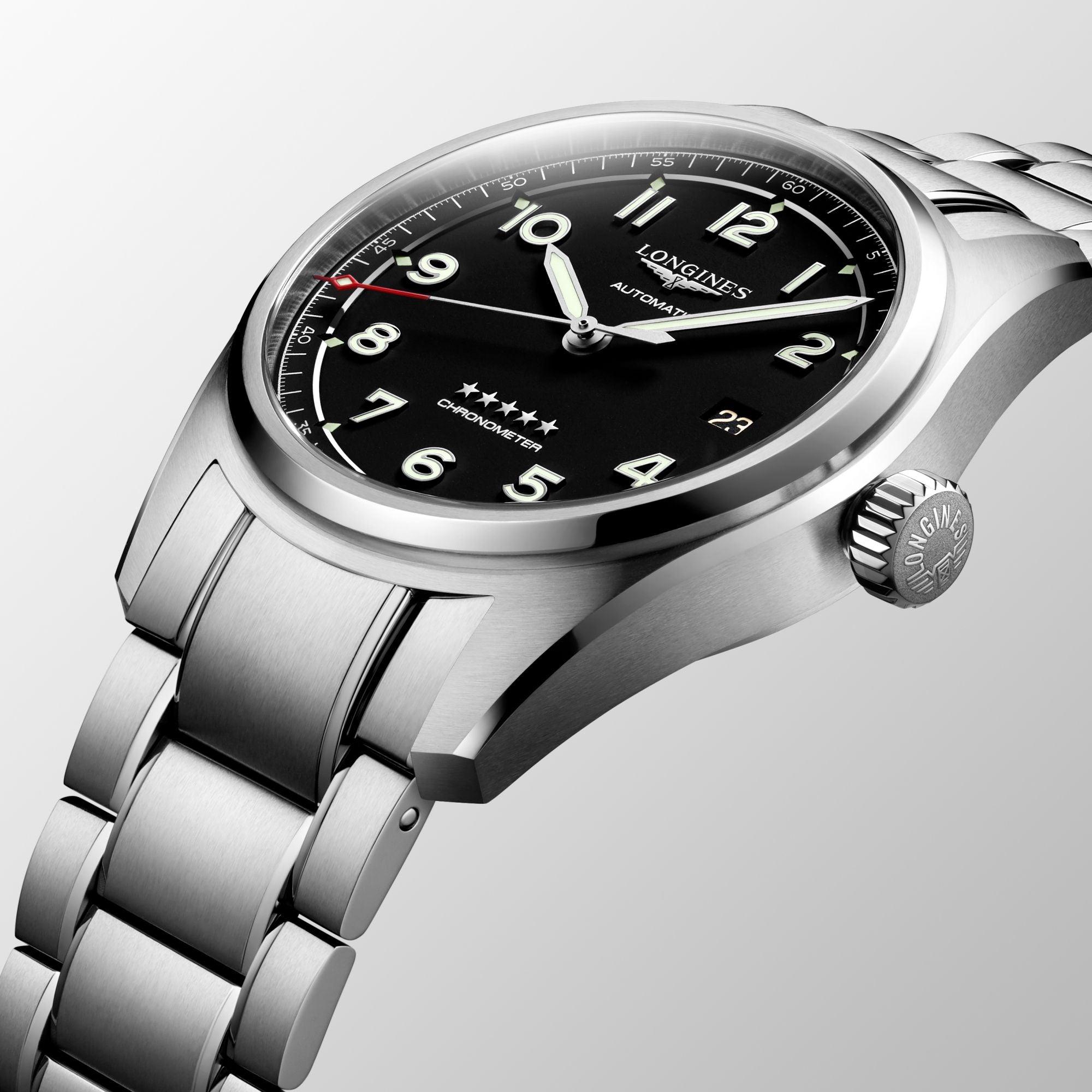 Longines orologio Spirit 40mm nero automatico acciaio L3.810.4.53.6