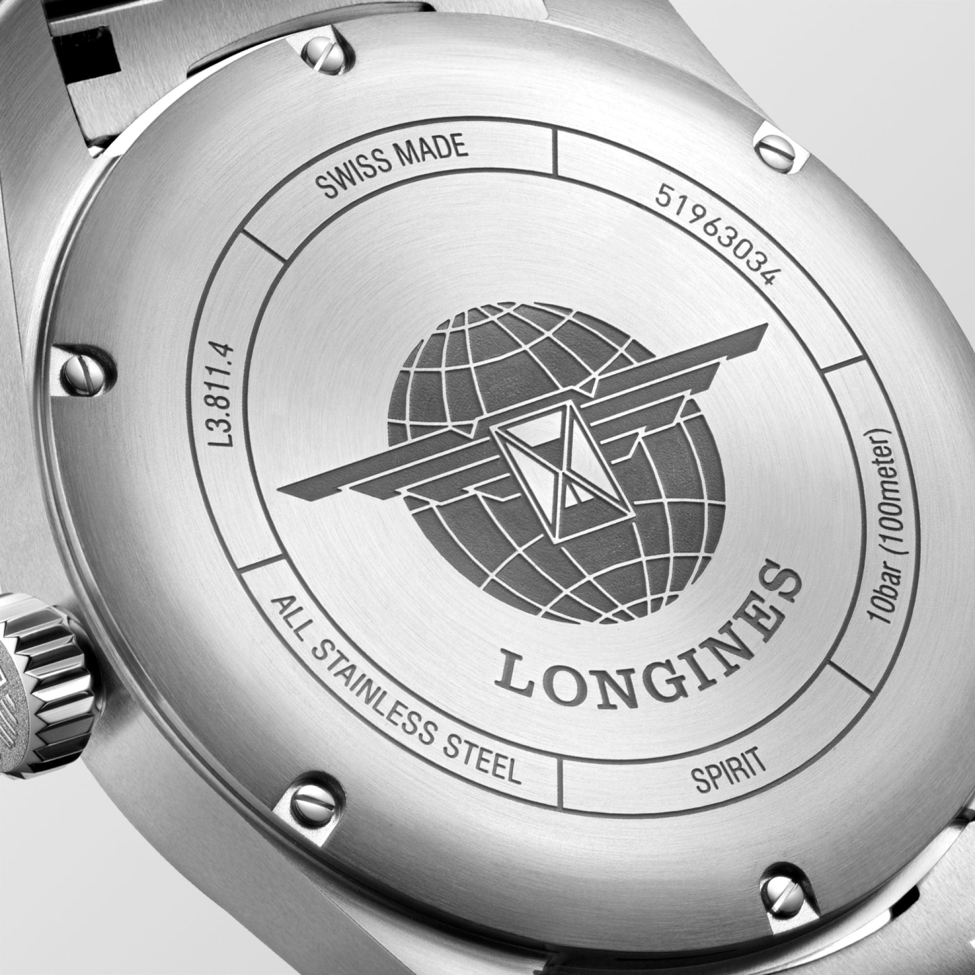 Longines orologio Spirit 42mm blu automatico acciaio L3.811.4.93.6