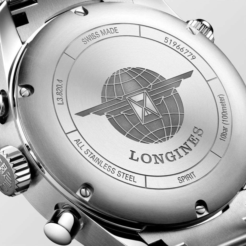 Longines orologio Spirit cronografo 42mm nero mat automatico acciaio L3.820.4.53.6