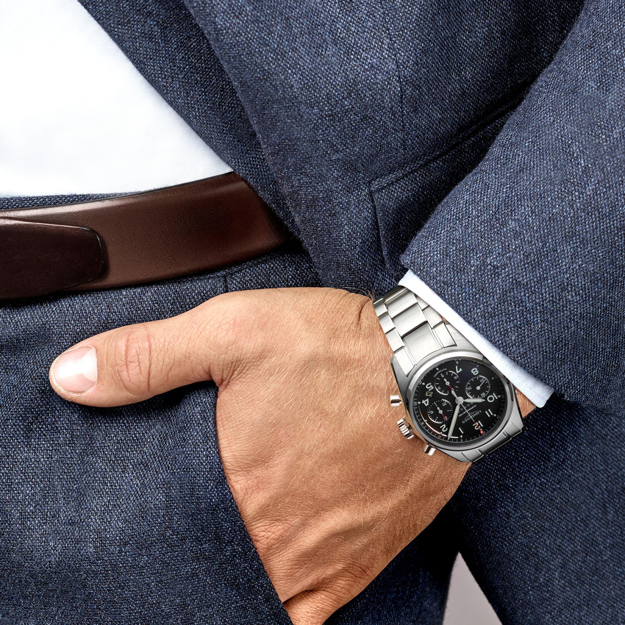Longines orologio Spirit cronografo 42mm nero mat automatico acciaio L3.820.4.53.6