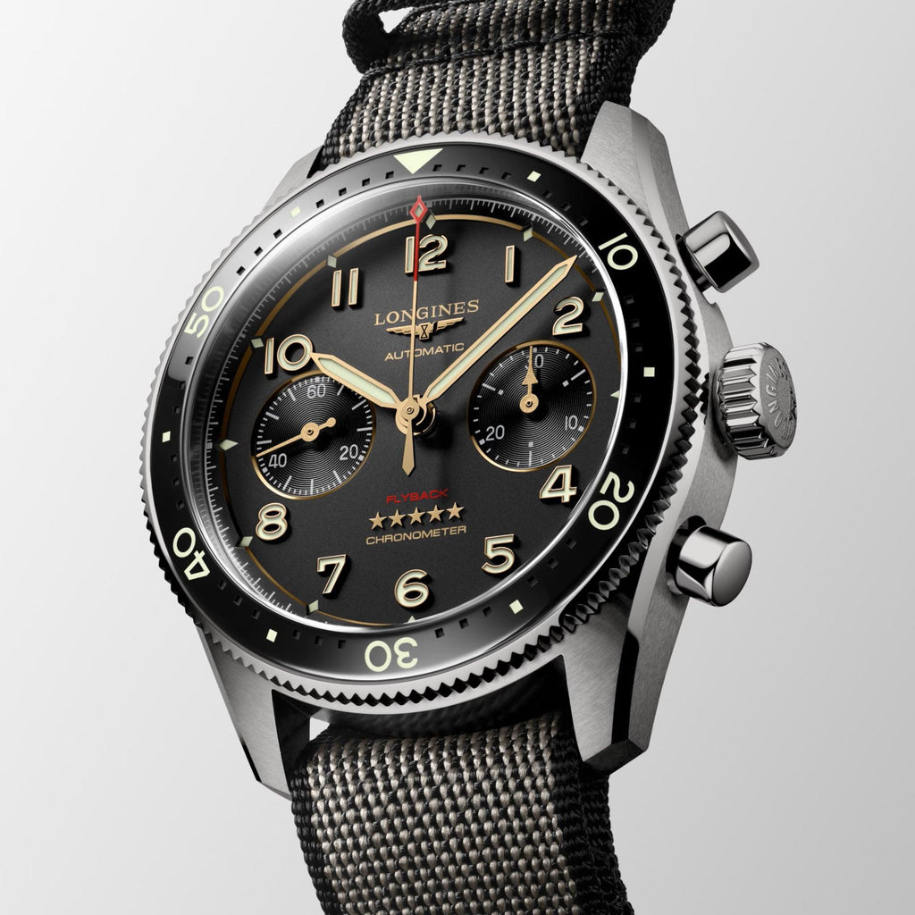 Longines orologio Spirit Flyback Titanium 42mm antracite automatico titanio L3.821.1.53.2