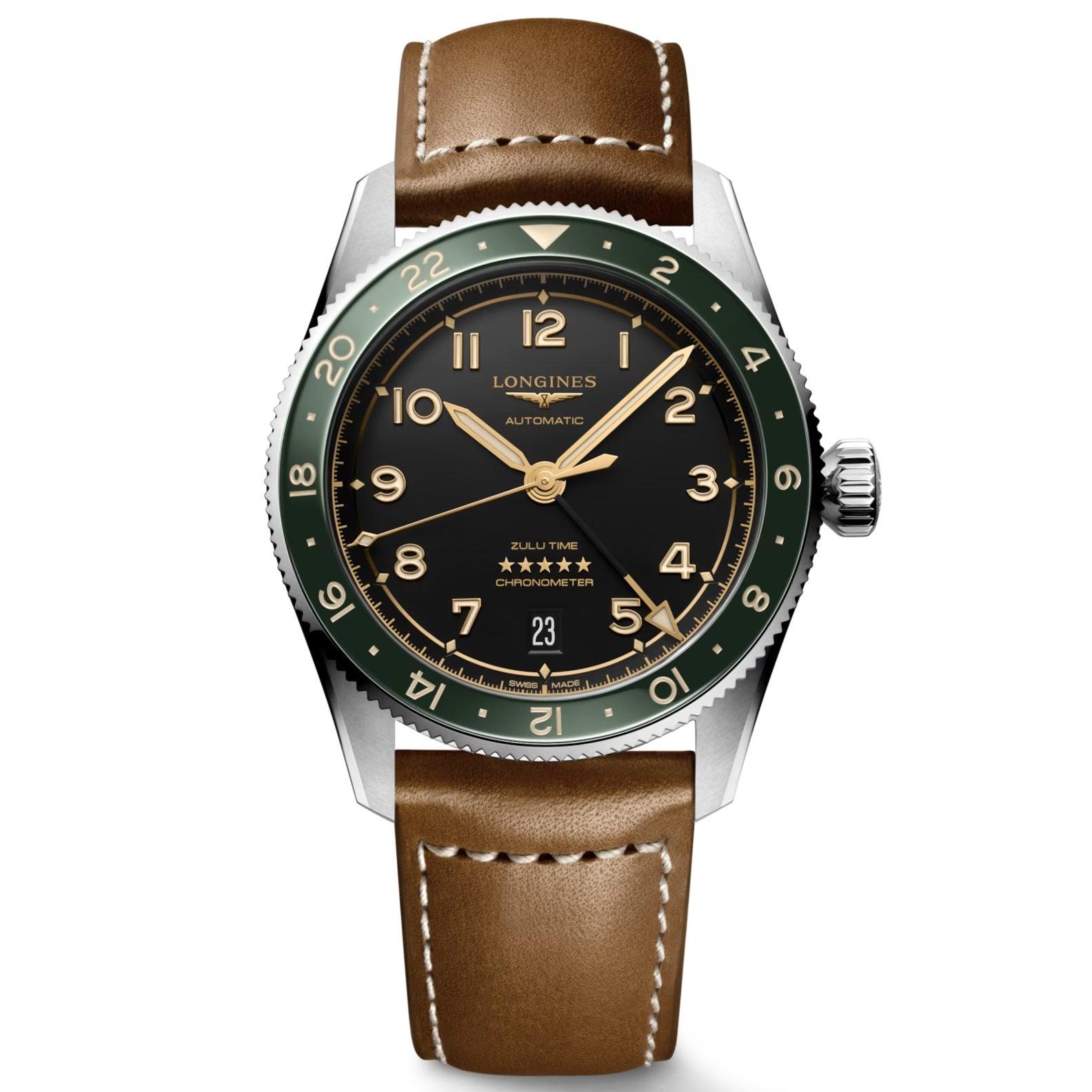 Longines orologio Spirit Zulu Time 39mm antracite automatico acciaio L3.802.4.63.2