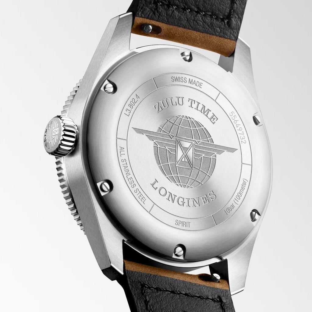 Longines orologio Spirit Zulu Time 39mm antracite automatico acciaio L3.802.4.63.2