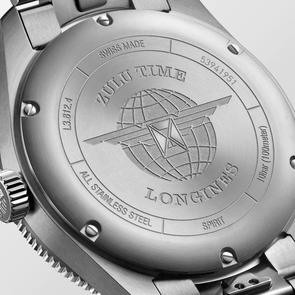 Longines orologio Spirit Zulu Time 42mm blu automatico acciaio L3.812.4.93.6