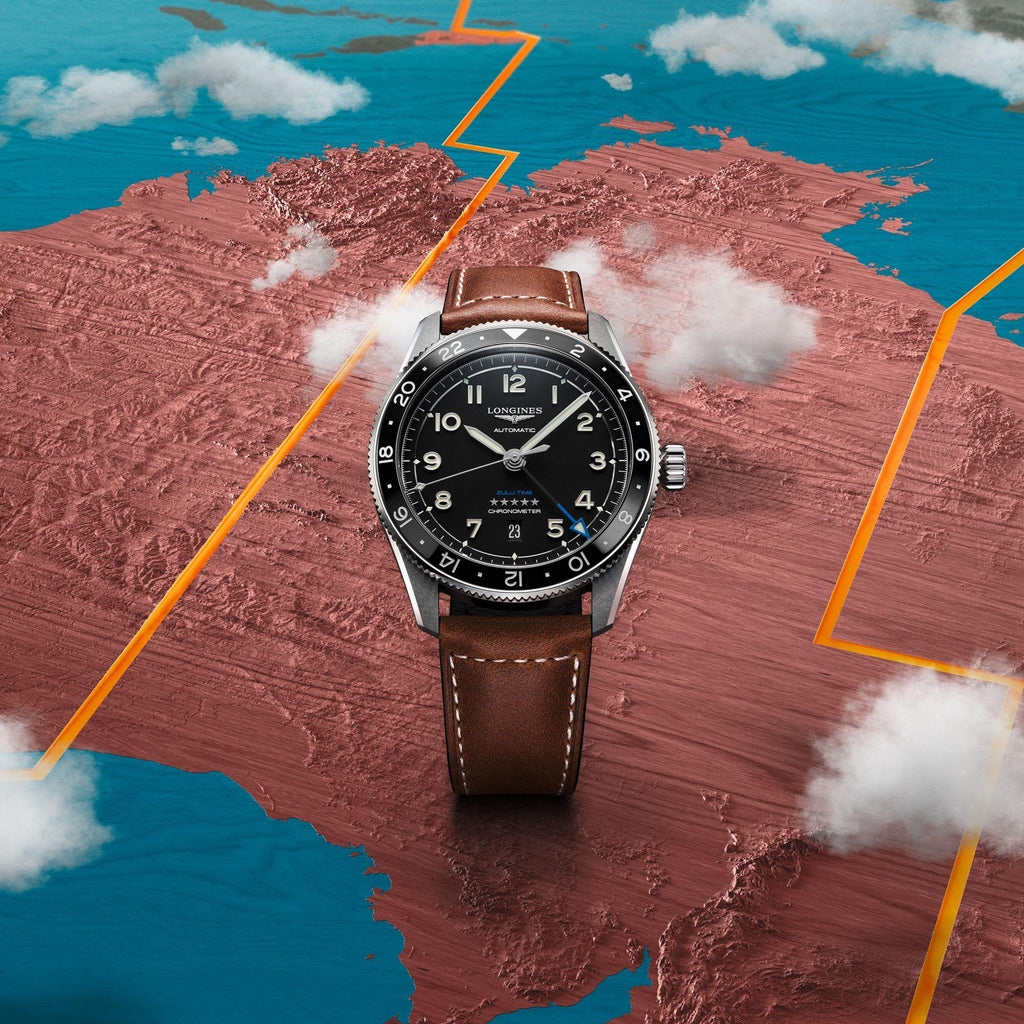 Longines orologio Spirit Zulu Time 42mm nero automatico acciaio L3.812.4.53.2