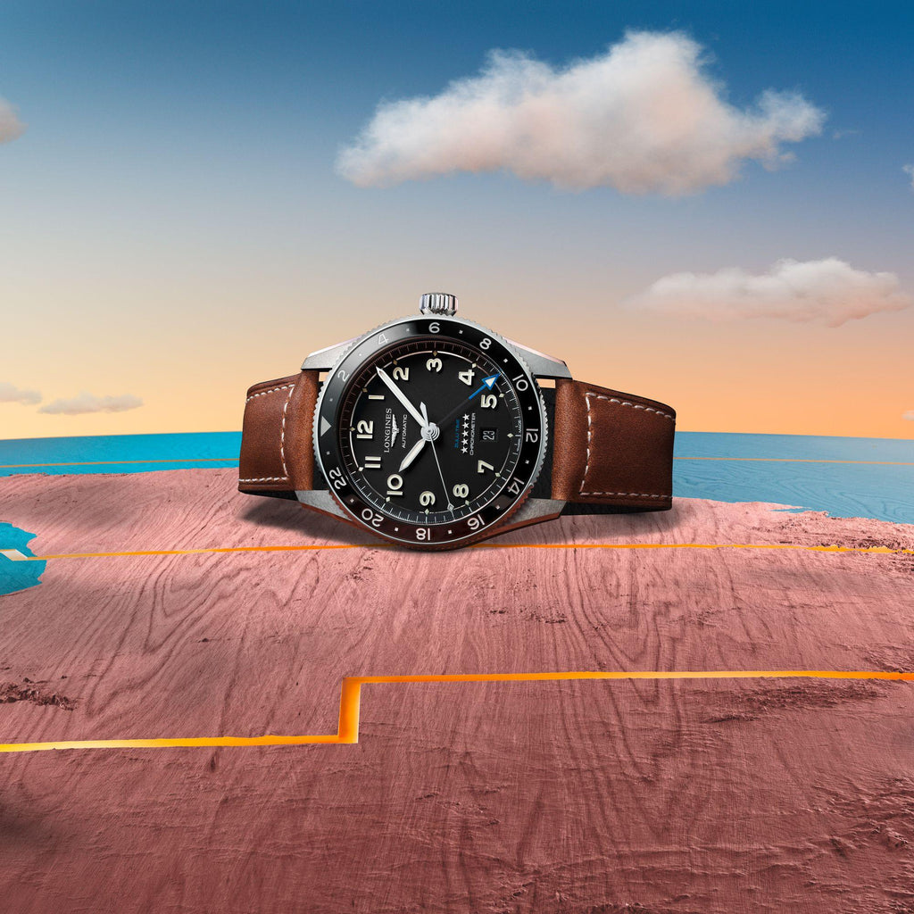 Longines orologio Spirit Zulu Time 42mm nero automatico acciaio L3.812.4.53.2