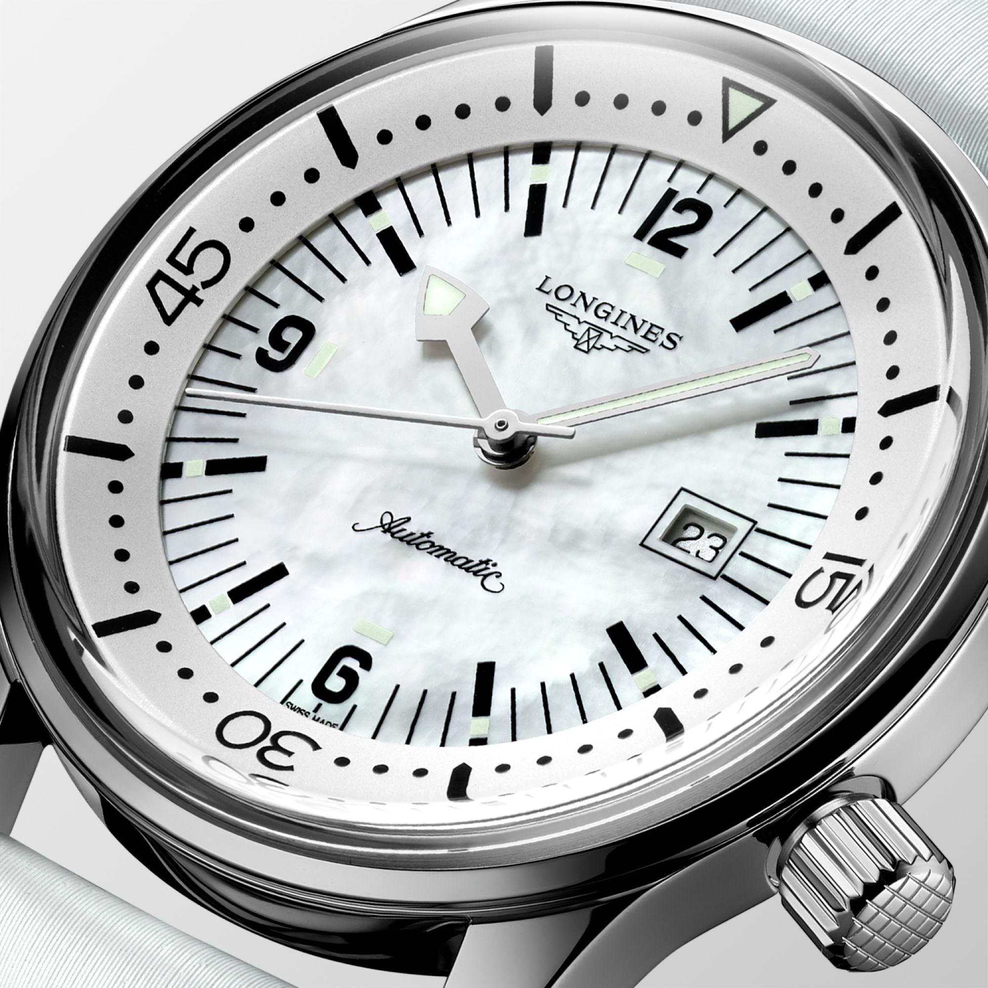Longines orologio The Longines Legend Diver Watch 36mm madreperla automatico acciaio L3.374.4.80.0