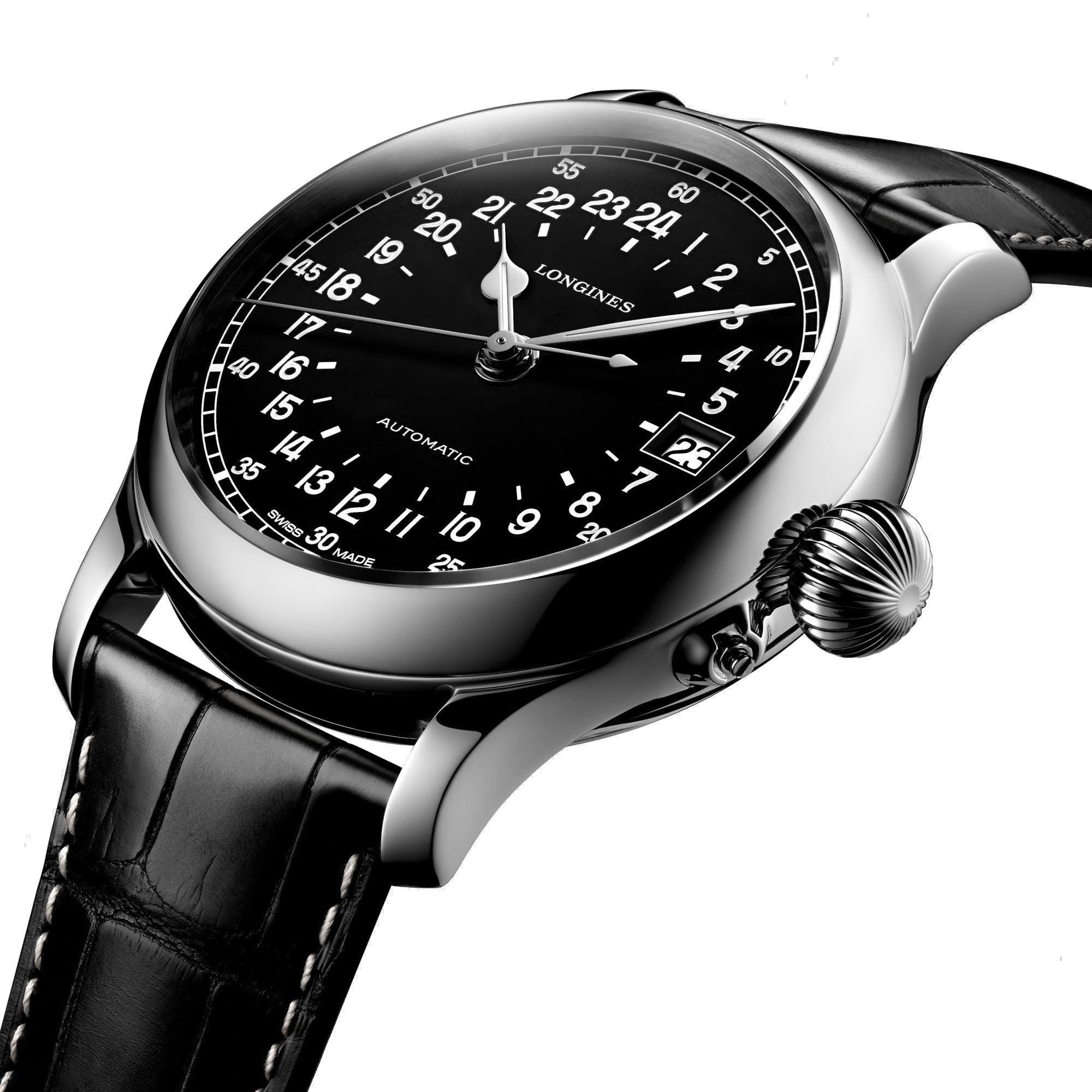 Longines orologio Twenty-Four Hours 47,50mm nero acciaio automatico L2.751.4.53.4