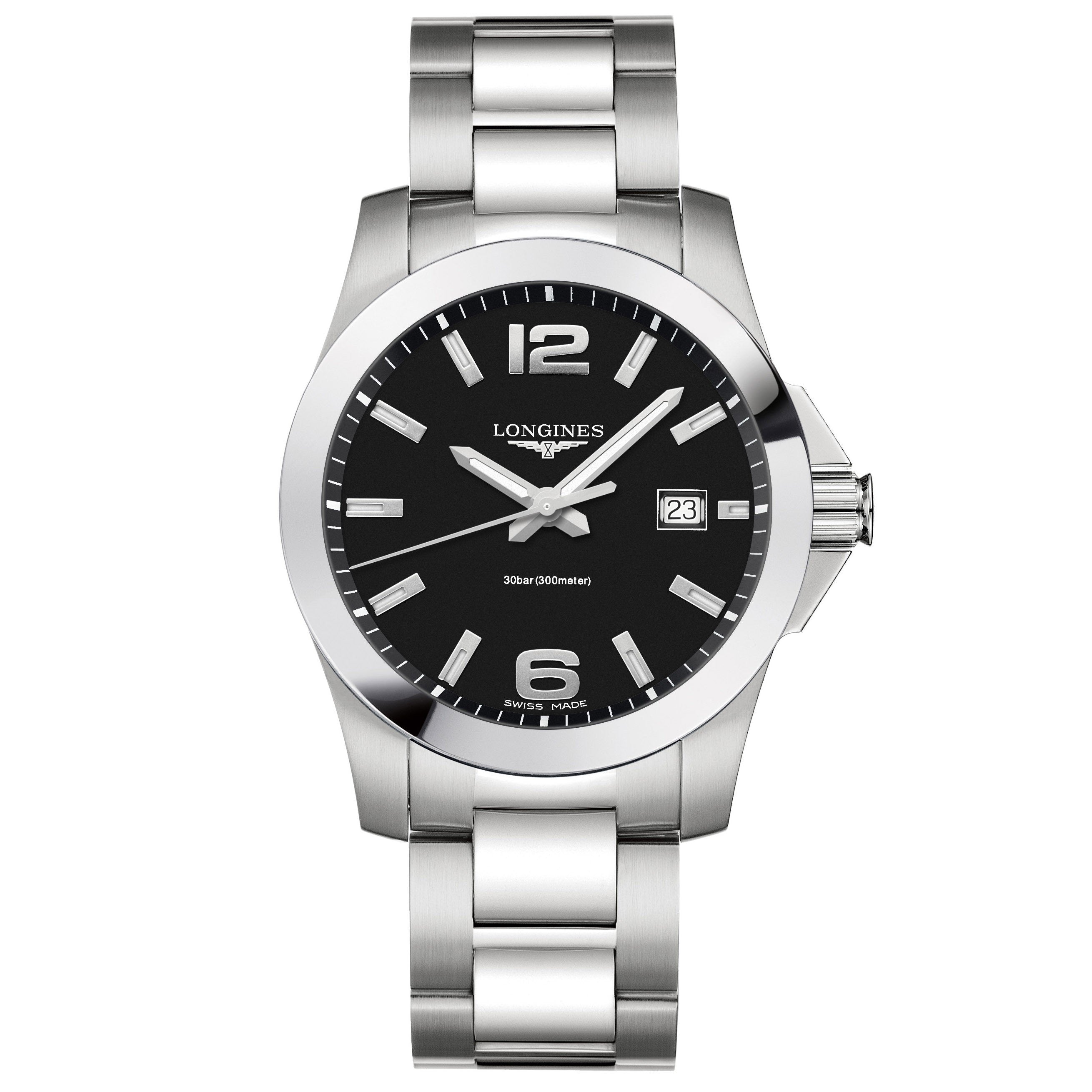Longines orologio uomo Conquest nero 41mm quarzo acciaio L3.759.4.58.6