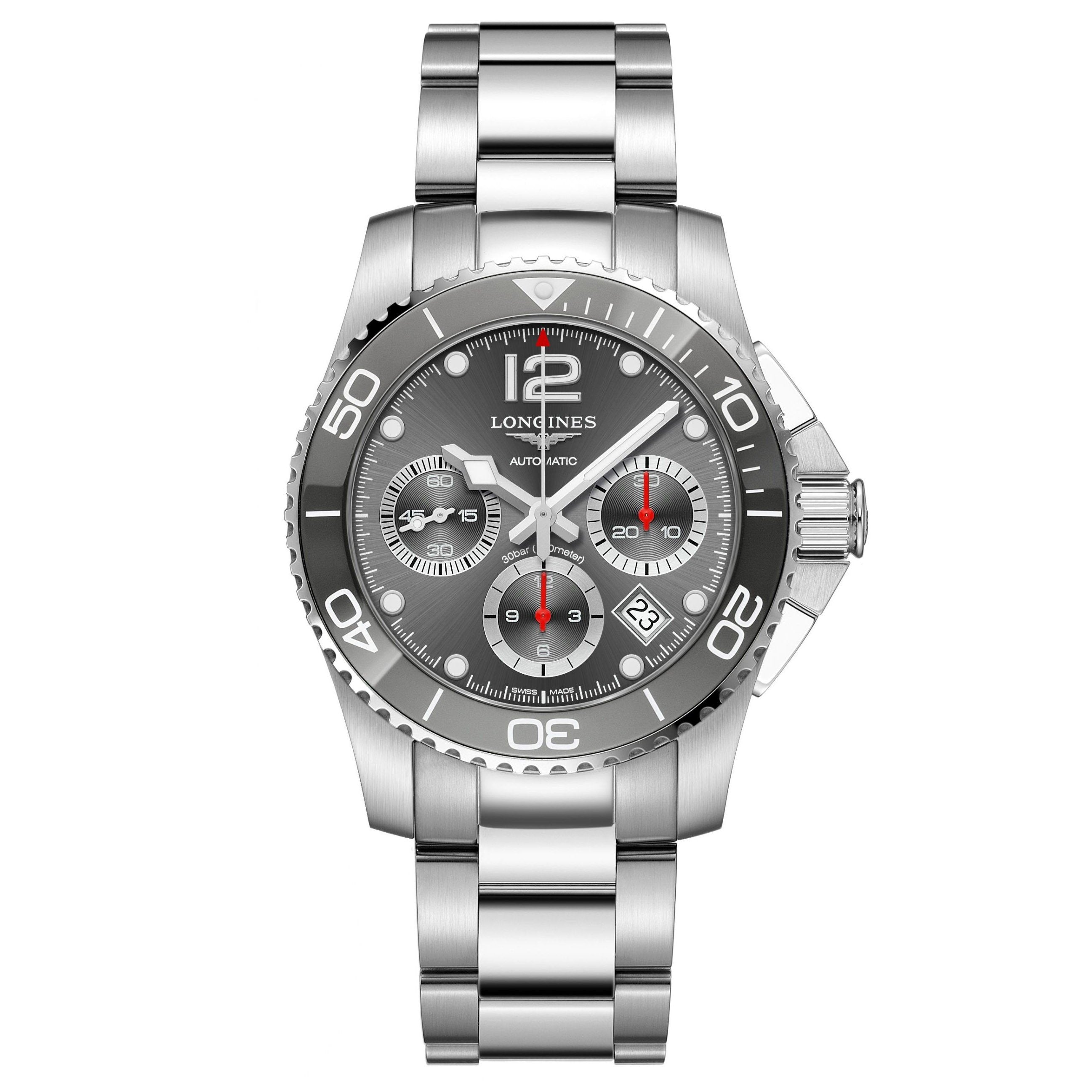 Longines orologio uomo HydroConquest cronografo grigio 41mm automatico acciaio L3.783.4.76.6