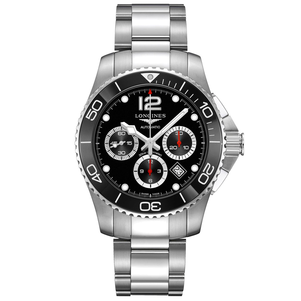 Longines orologio uomo HydroConquest nero ceramica 43mm automatico acciaio L3.883.4.56.6