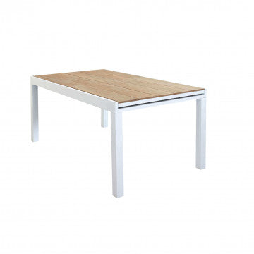 Tavolo Allungabile Cayman 160/240 X 95 in Alluminio Bianco/Taupe con Piano Polywood Teak