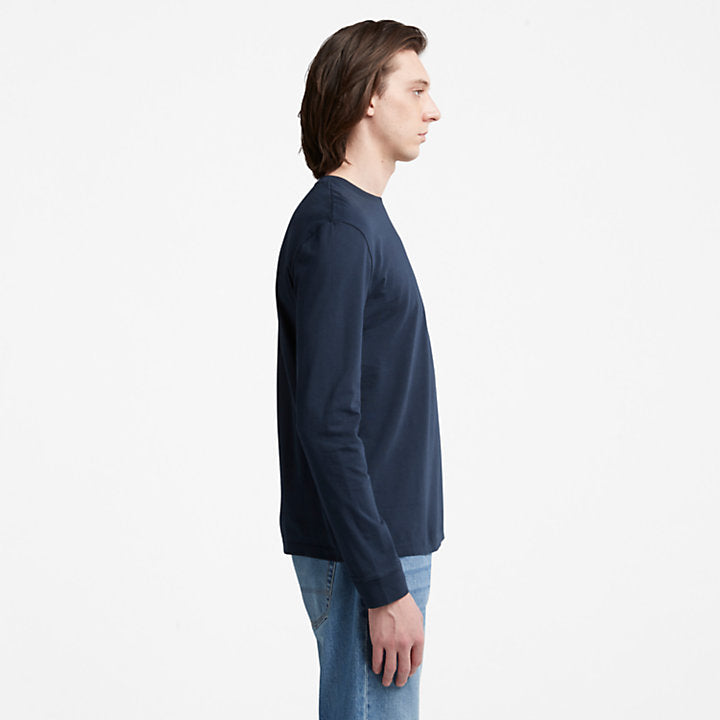 T-SHIRT GIROCOLLO A MANICHE LUNGHE DUNSTAN RIVER DA UOMO IN BLU MARINO