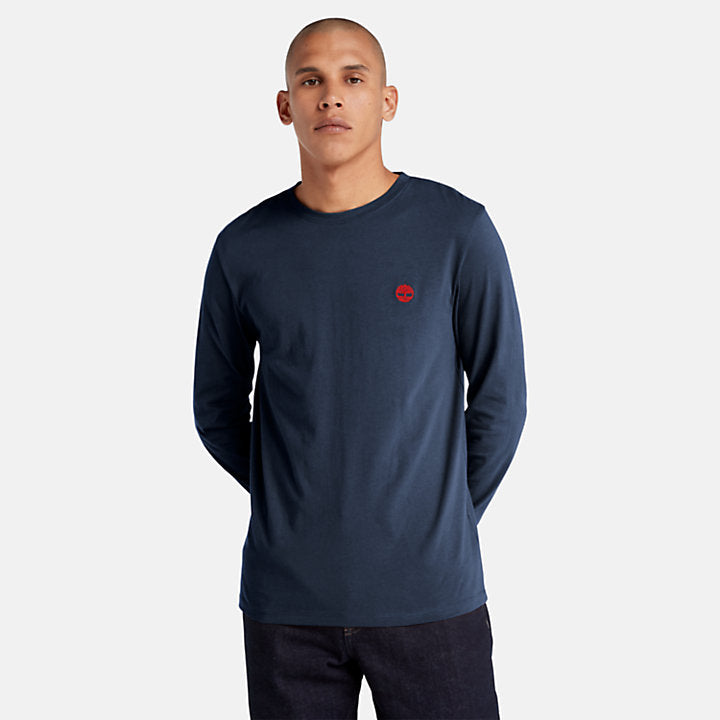 T-SHIRT GIROCOLLO A MANICHE LUNGHE DUNSTAN RIVER DA UOMO IN BLU MARINO