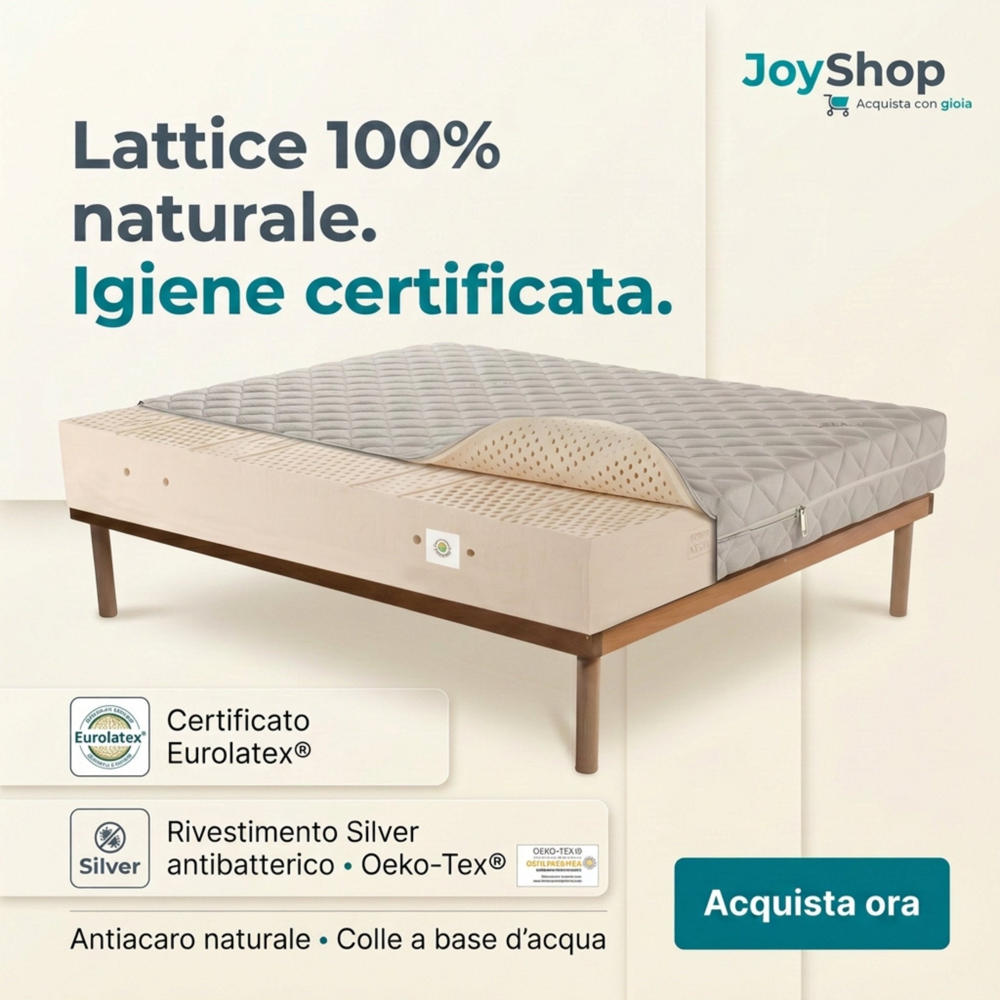 Materasso Lattice 100% Naturale – 7 Zone, 20 cm, Antiacaro | POLARIS