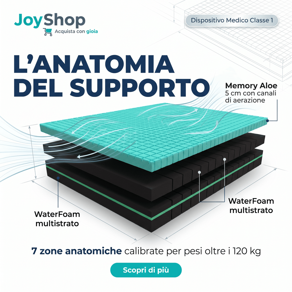 Materasso Memory Aloe Anatomico – 7 Zone, 24 cm, Alta Portanza | ALOE MEMORY