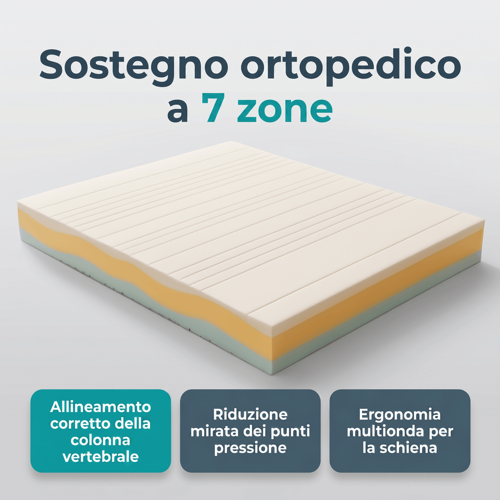 Materasso Memory Multionda – 7 Zone, 23 cm, Anallergico | COMFORT3