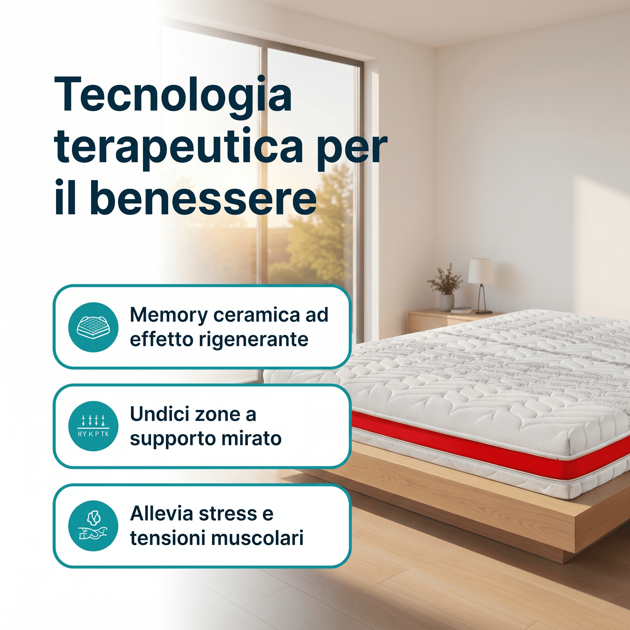 Materasso Memory Ceramica – 11 Zone, 24 cm, Fibra d'Argento | MEMORY CERAMIC