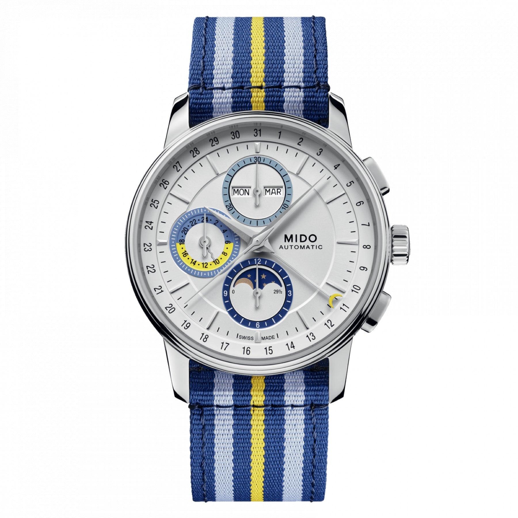 Mido orologio Baroncelli Chronograph Moonphase 42mm argento automatico acciaio M027.625.17.031.00