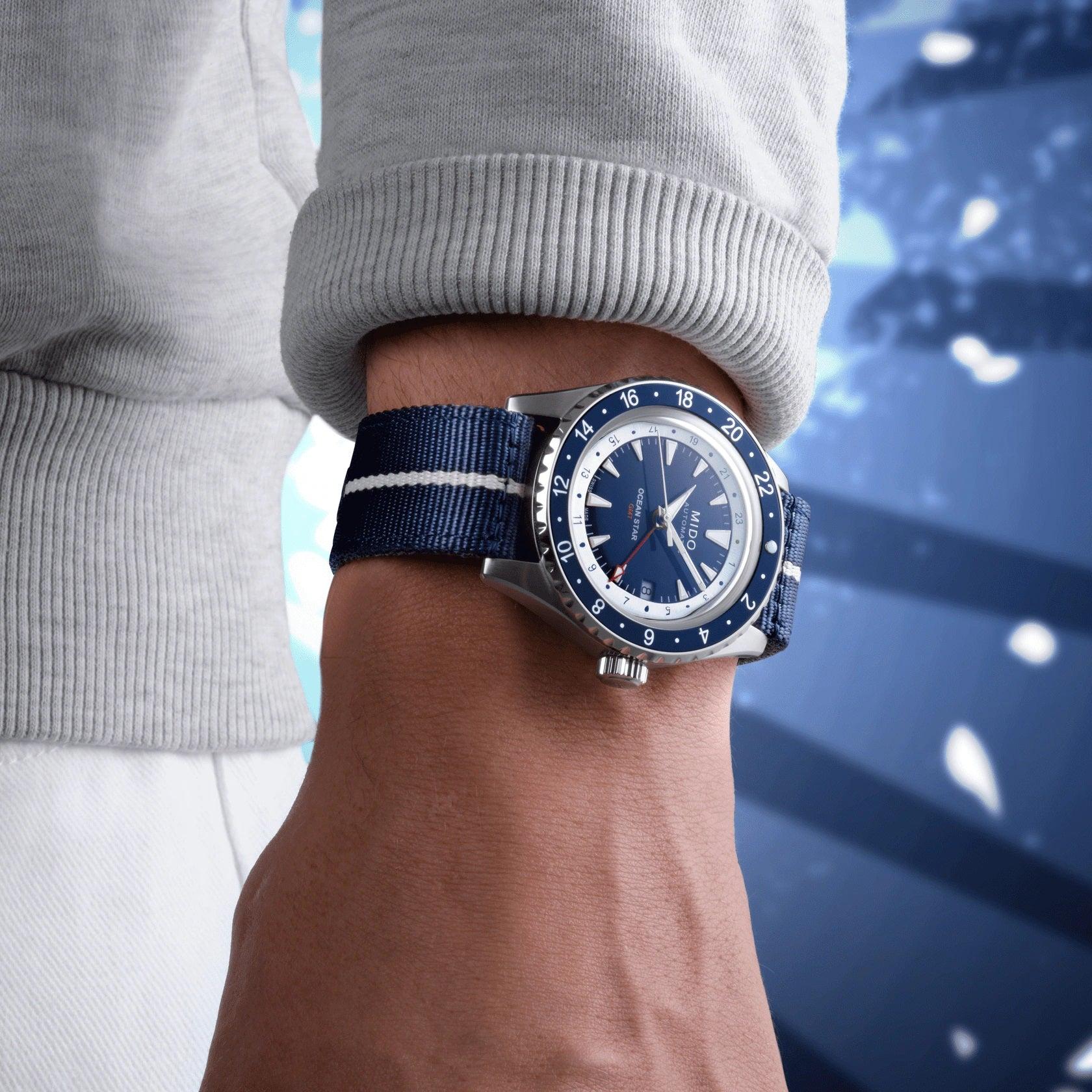 Mido orologio Ocean Star GMT edizione speciale 40mm blu automatico acciaio M026.829.18.041.00