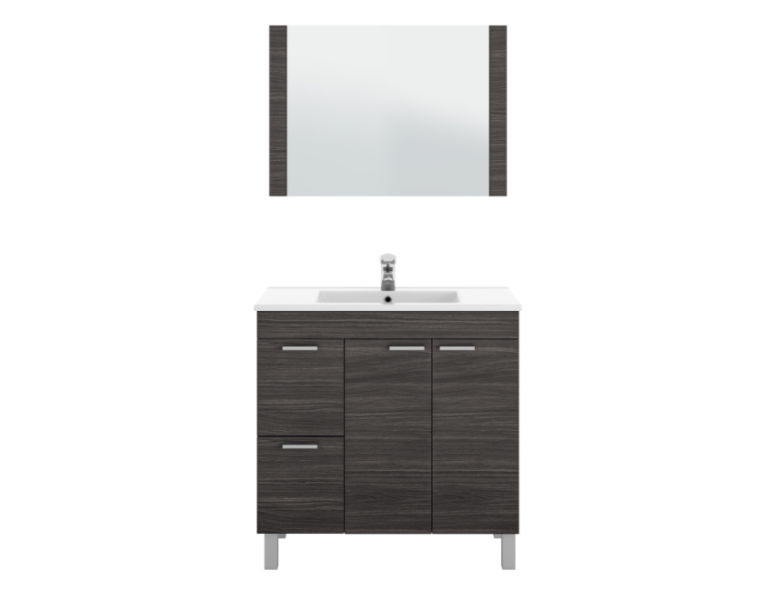 Mobile Bagno Grigio Ceniza 80x45x80 cm con Specchio