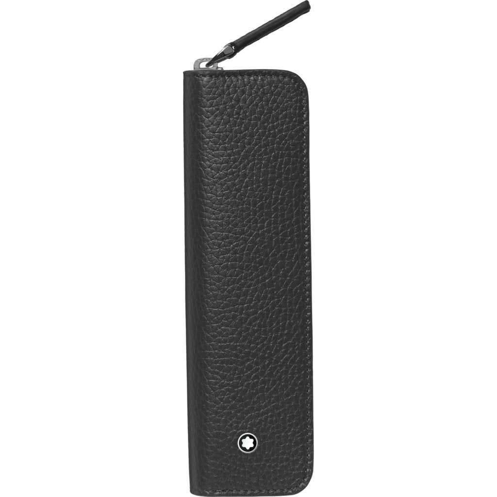 Montblanc astuccio per 1 strumento da scrittura con cerniera chiusura completa rossa Meisterstück Soft Grain nero 124130