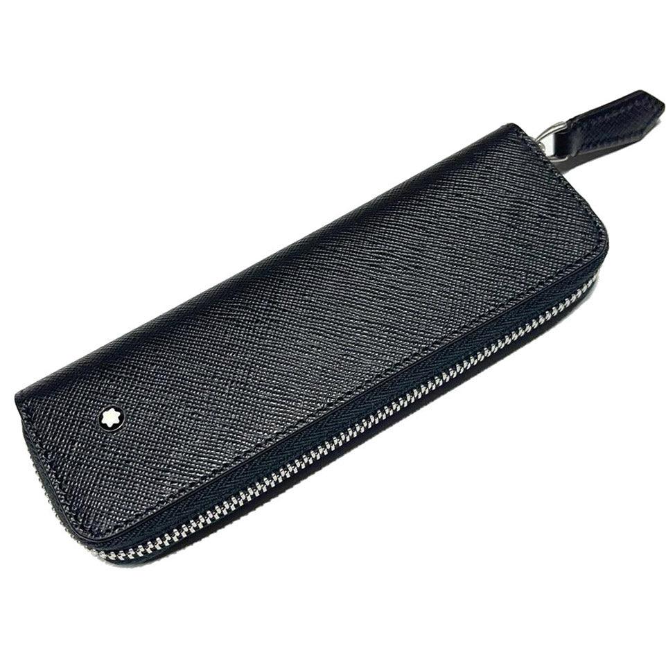 Montblanc astuccio per 2 strumento da scrittura con zip Sartorial nero 198363