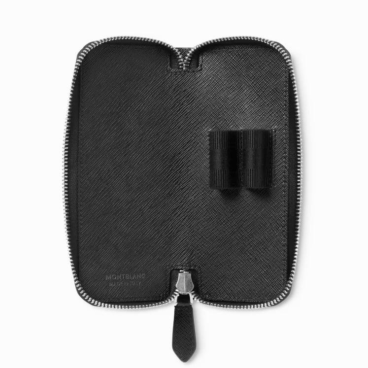 Montblanc astuccio per 2 strumento da scrittura con zip Sartorial nero 198363