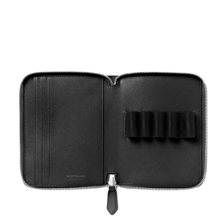 Montblanc astuccio per 5 strumenti da scrittura con zip sartorial nero 198364