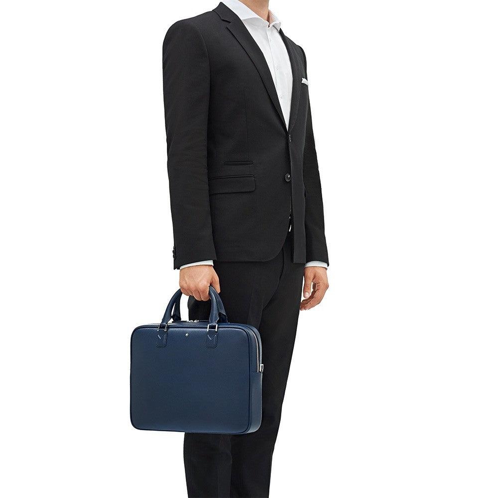 Montblanc borsa porta documenti sottile Sartorial Blu Indaco 116757