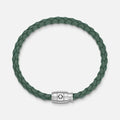 Montblanc bracciale in acciaio con chiusura a 3 anelli e pelle peltro misura S 13315060