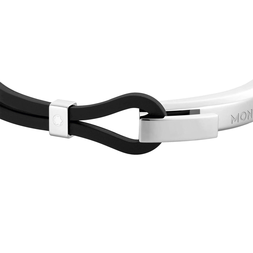 Montblanc bracciale in caucciù nero e acciaio Wrap Me 126135